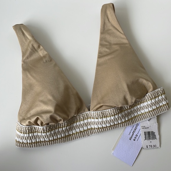 NWT M/XS PEIXOTO mix size bikini set gold light beige metallic stretch pads - Picture 6 of 13